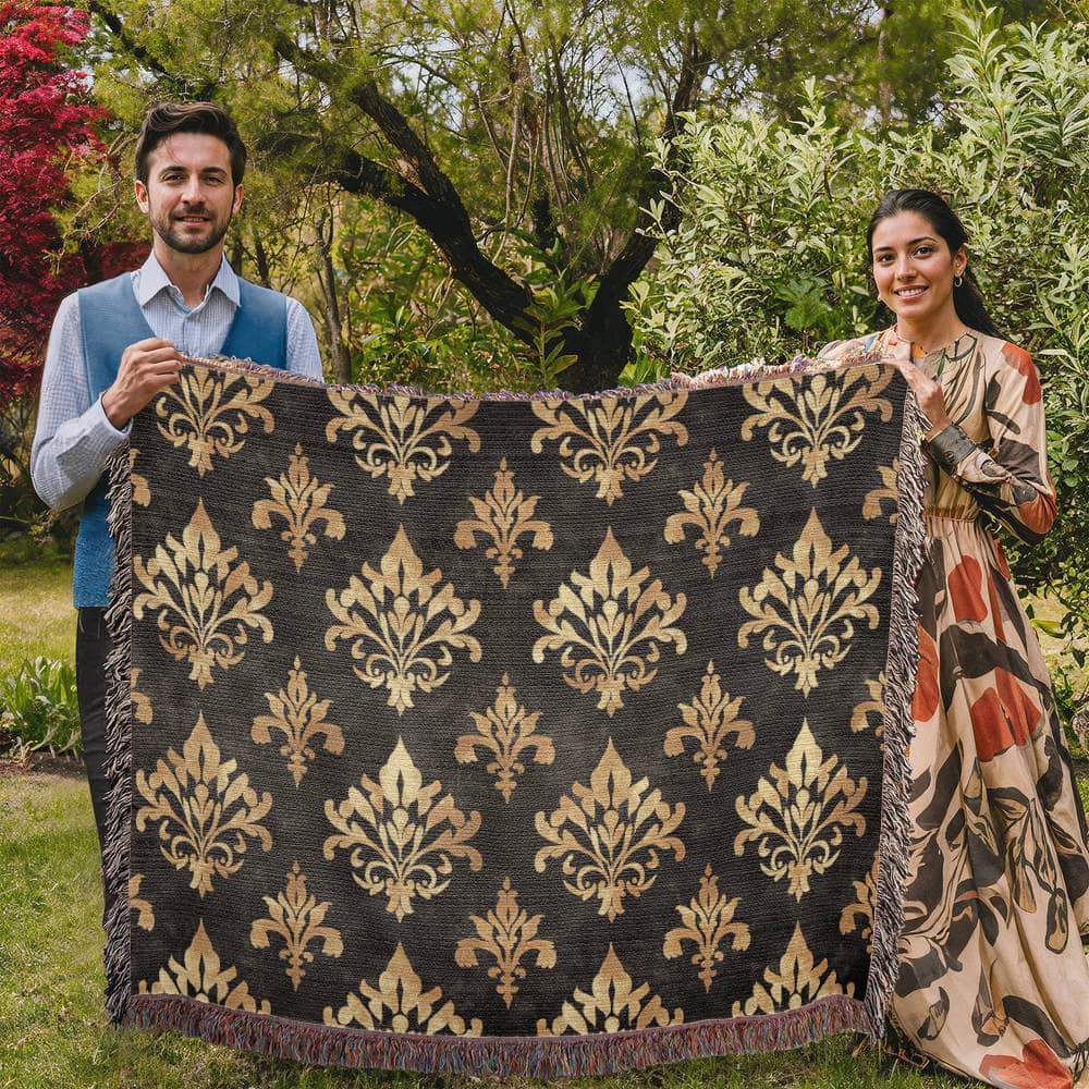 Luxurious Black and Gold Woven Blanket: Elevate Your Home With Style