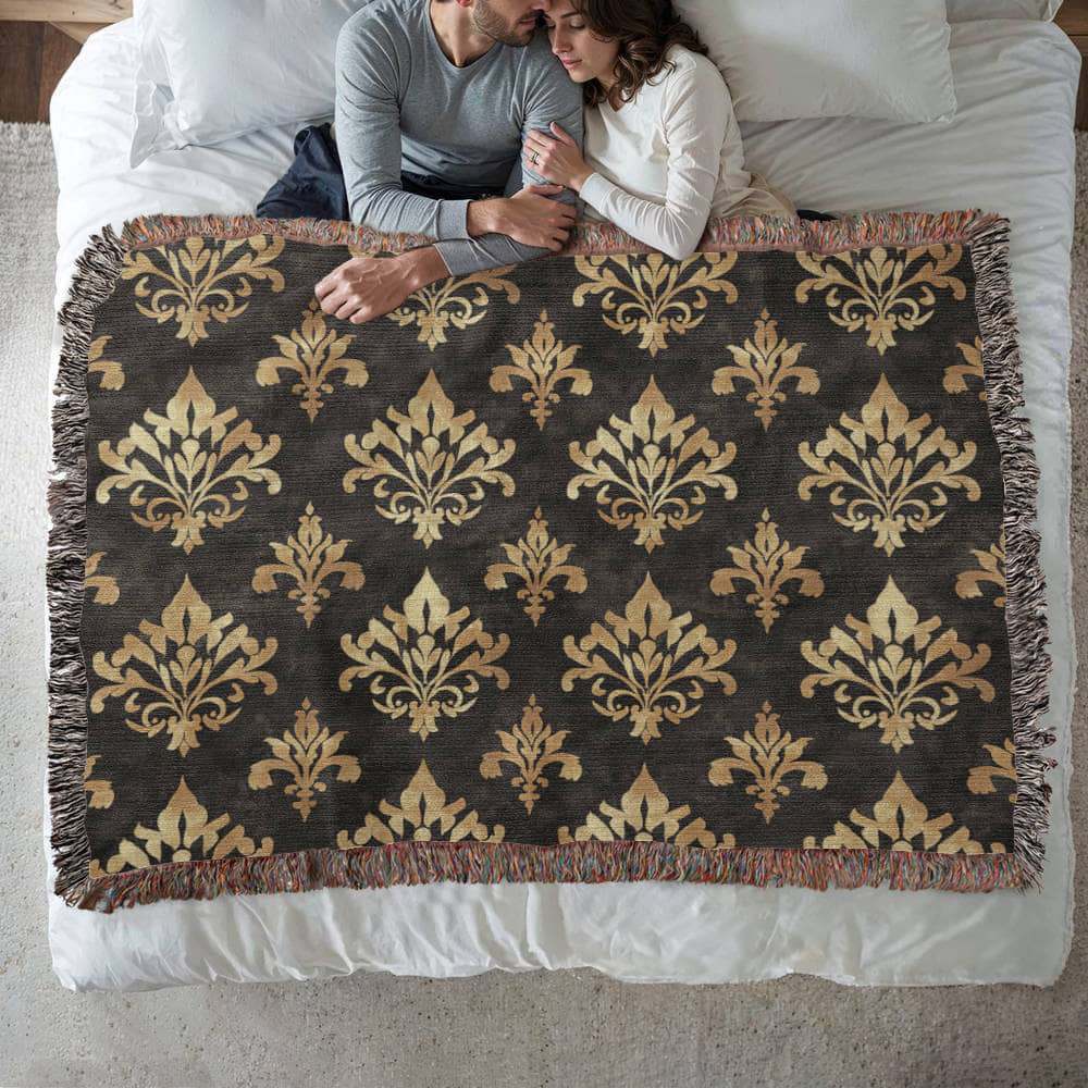 Luxurious Black and Gold Woven Blanket: Elevate Your Home With Style