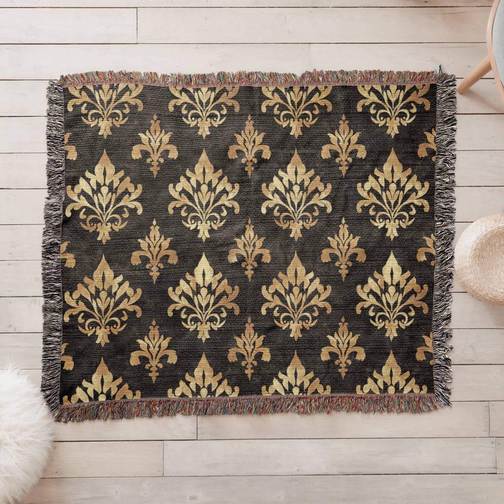 Luxurious Black and Gold Woven Blanket: Elevate Your Home With Style