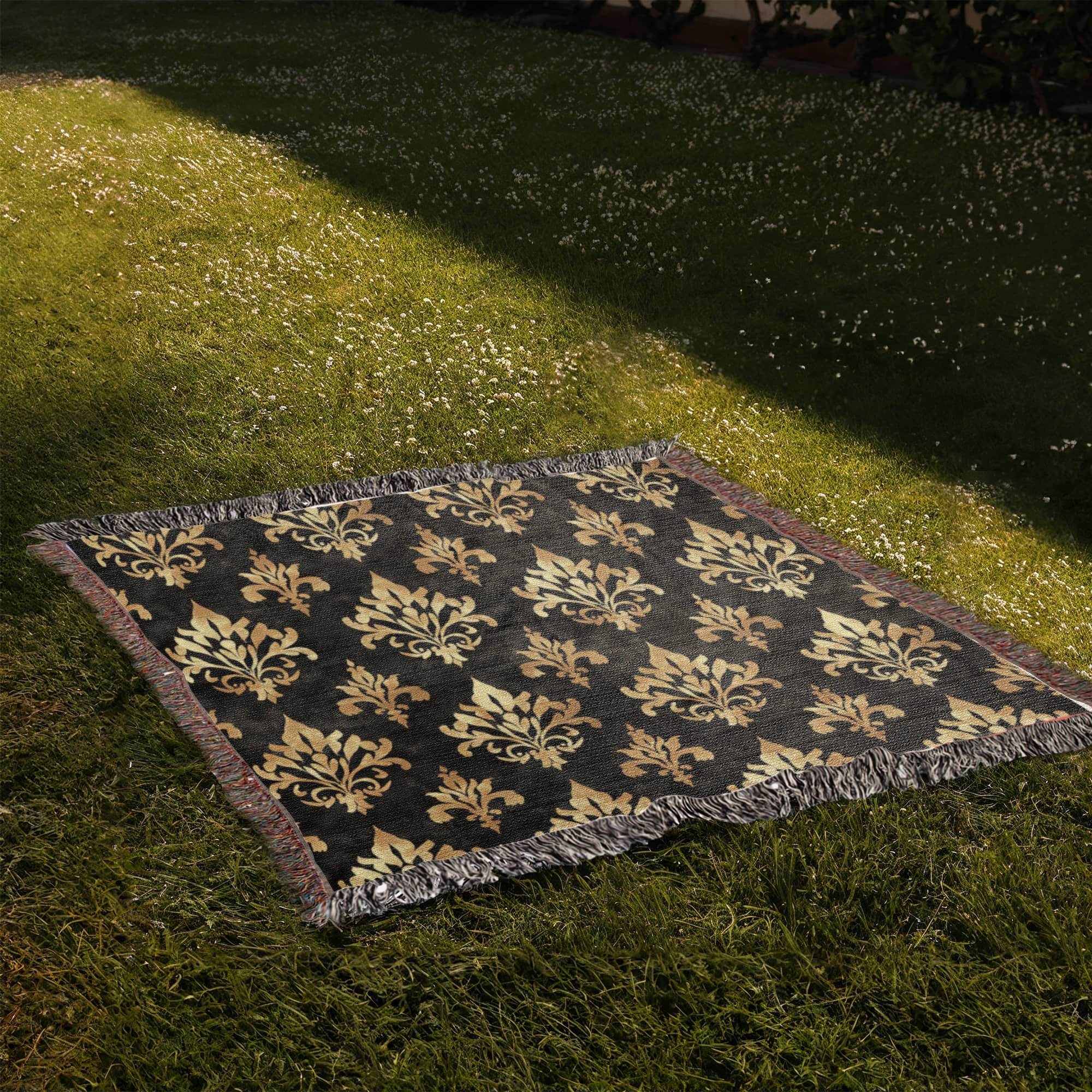 Luxurious Black and Gold Woven Blanket: Elevate Your Home With Style