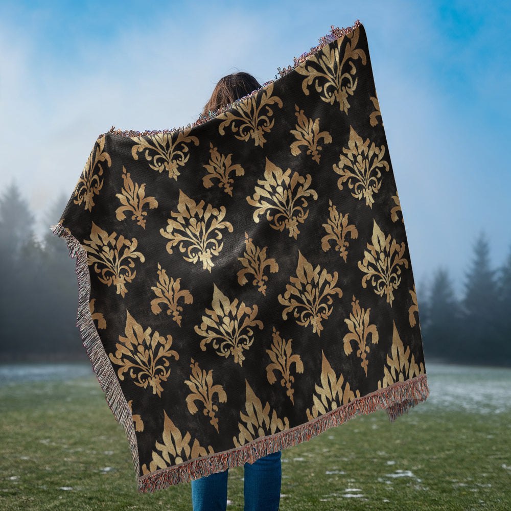 Luxurious Black and Gold Woven Blanket: Elevate Your Home With Style