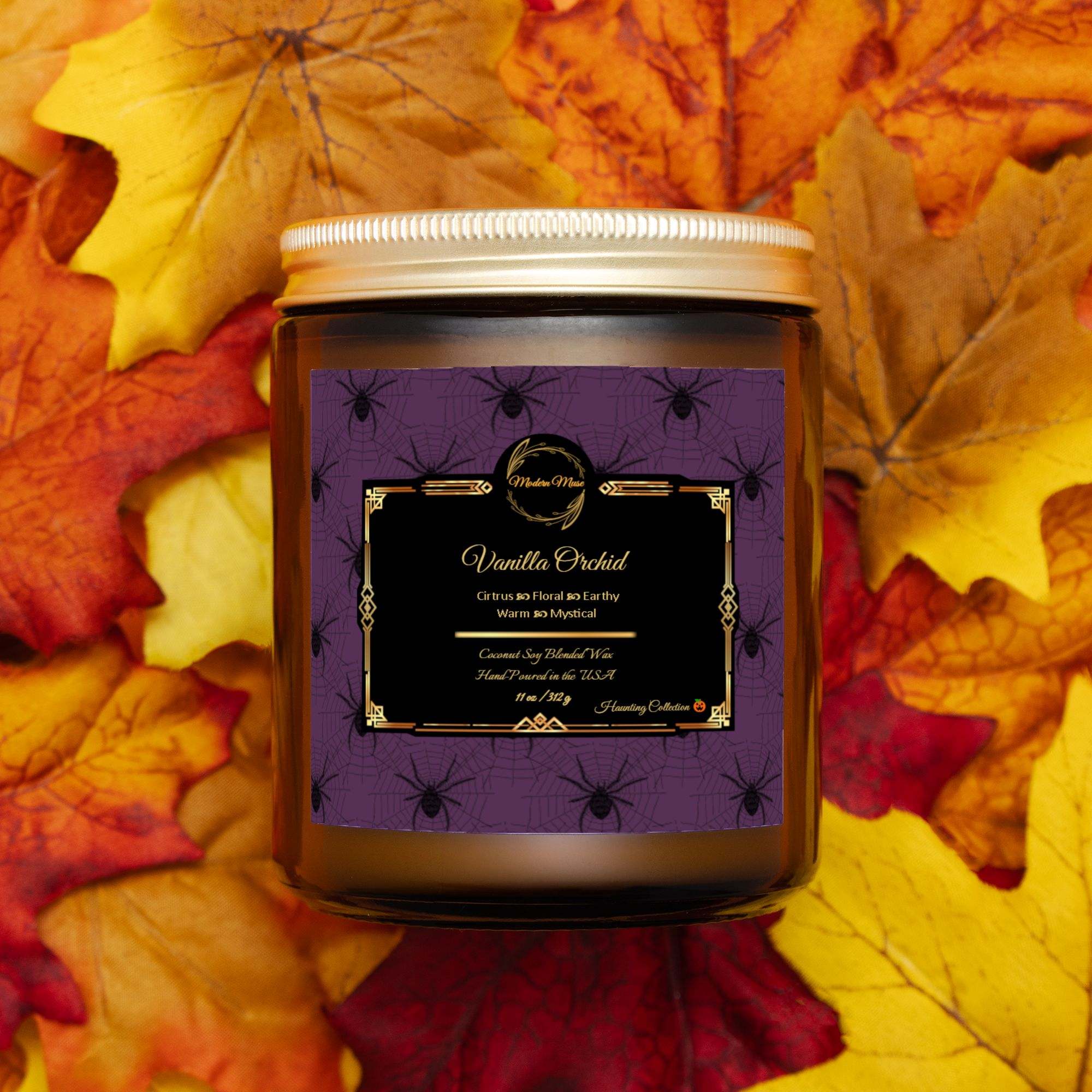 Vanilla Orchid 9 oz Coconut Soy Candle – Spooky Vibes Halloween Scent