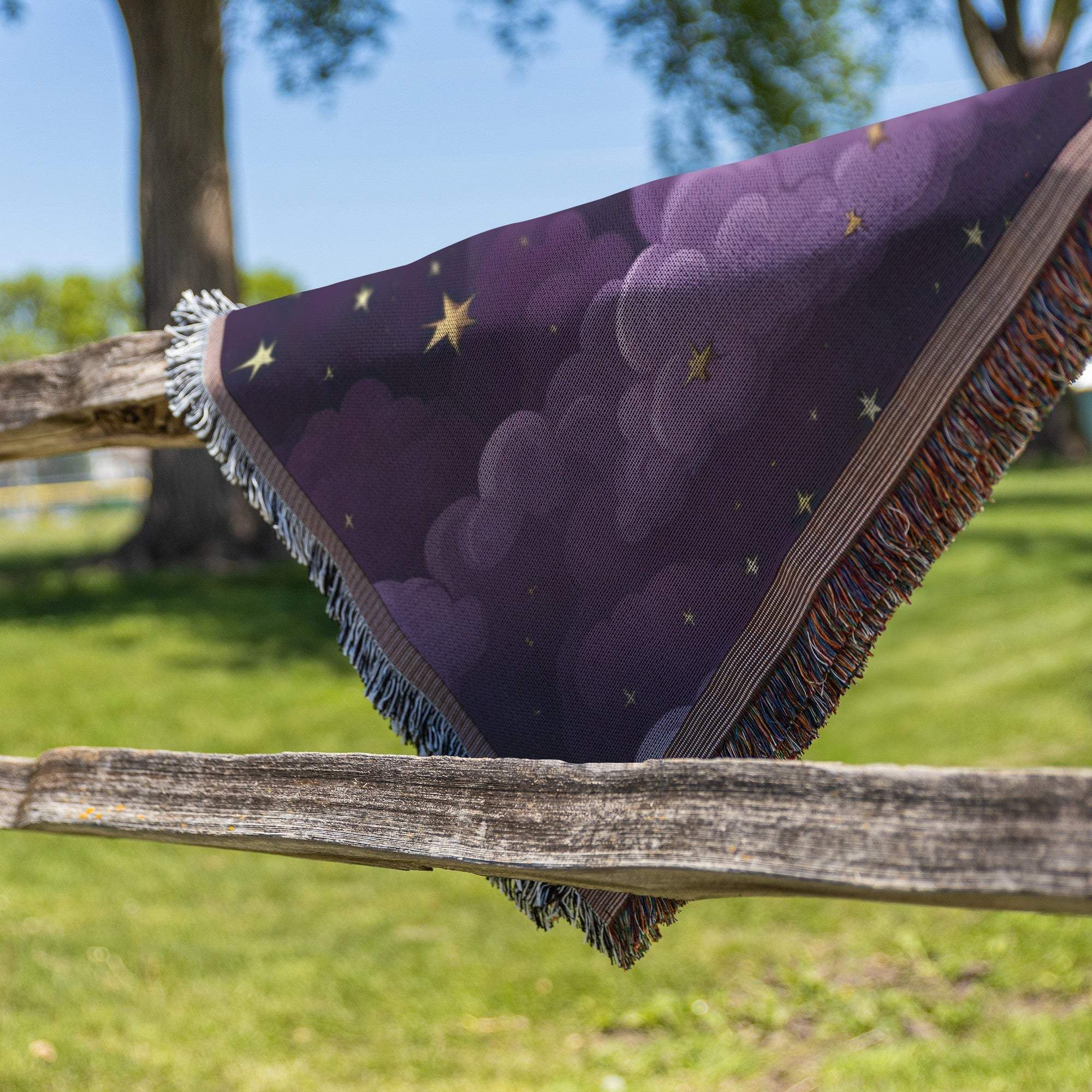 Enchanting Purple Starry Night Woven Blanket: Celestial Dreams Awaits