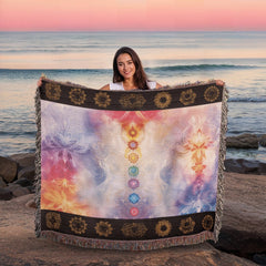 Pastel Chakra Serenity: Woven Blanket Spiritual Harmony and Balance