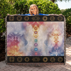 Pastel Chakra Serenity: Woven Blanket Spiritual Harmony and Balance