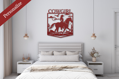 Red Cowgirl Horse Metal Sign: A Charming Touch to Elevate Equestrian Decor