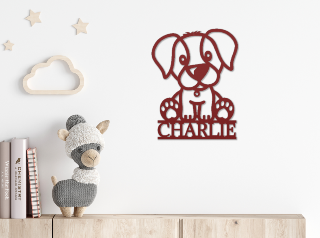 Red Personalized Dog Name Sign – Adorable and Durable Custom Metal Decor