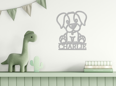 Silver Personalized Dog Name Sign – Adorable and Durable Custom Metal Decor