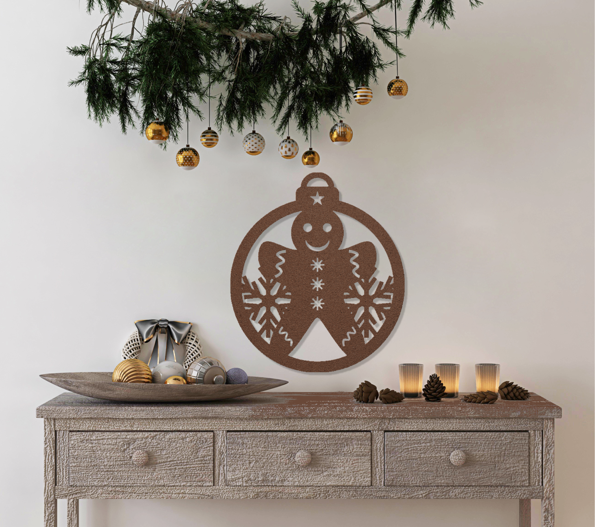 Copper Happy Gingerbread Delight Circular Metal Sign: Festive Holiday Cheer