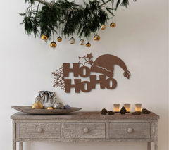 Copper HO HO HO Metal Sign with Hat – Add Festive Holiday Cheer to Your Home