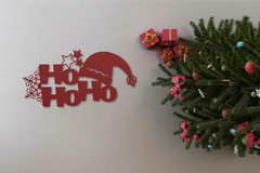 Red HO HO HO Metal Sign with Hat – Add Festive Holiday Cheer to Your Home