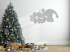 Silver HO HO HO Metal Sign with Hat – Add Festive Holiday Cheer to Your Home