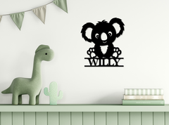 Black Personalized Koala Name Sign – Adorable Custom Metal Art for Your Home