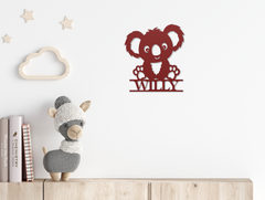 Red Personalized Koala Name Sign – Adorable Custom Metal Art for Your Home