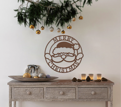 Copper Cheerful Santa Merry Christmas Metal Sign – Delightful Holiday Decor