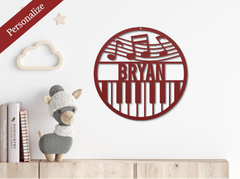 Red Personalized Piano Keys Metal Sign – Add Musical Elegance to Your Home