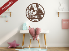 Copper Whimsical Princess and Castle Metal Sign: Personalize Your Fairytale!