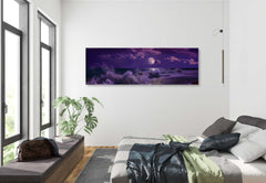 Purple Ocean Waves & Full Moon Panoramic Canvas