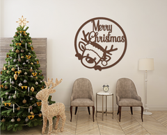 Copper Merry Reindeer Peek Metal Sign: Festive Christmas Cheer for Your Home