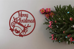 Red Merry Reindeer Peek Metal Sign: Festive Christmas Cheer for Your Home