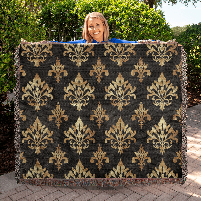 Luxurious Black and Gold Woven Blanket: Elevate Your Home With Style