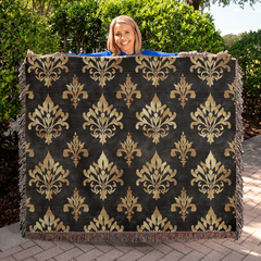 Luxurious Black and Gold Woven Blanket: Elevate Your Home With Style