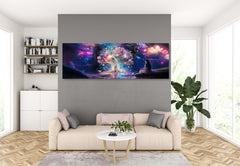 Whimsical Tree of Life Panoramic Canvas: Nature-Inspired Art for Home