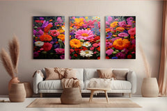 Colorful Wildflowers 3-Piece Canvas – Lively and Vibrant Art