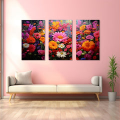 Colorful Wildflowers 3-Piece Canvas – Lively and Vibrant Art